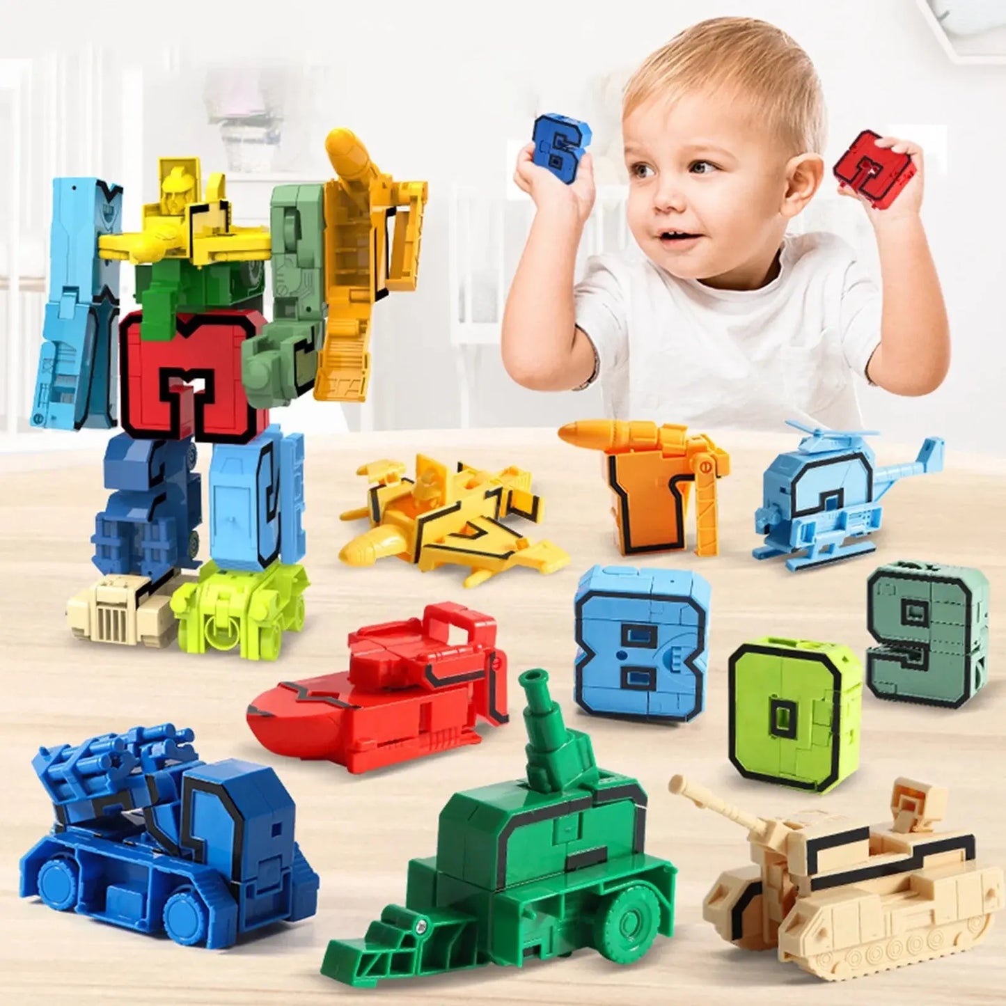 Transformer Robot With Number Figures 8 Pieces