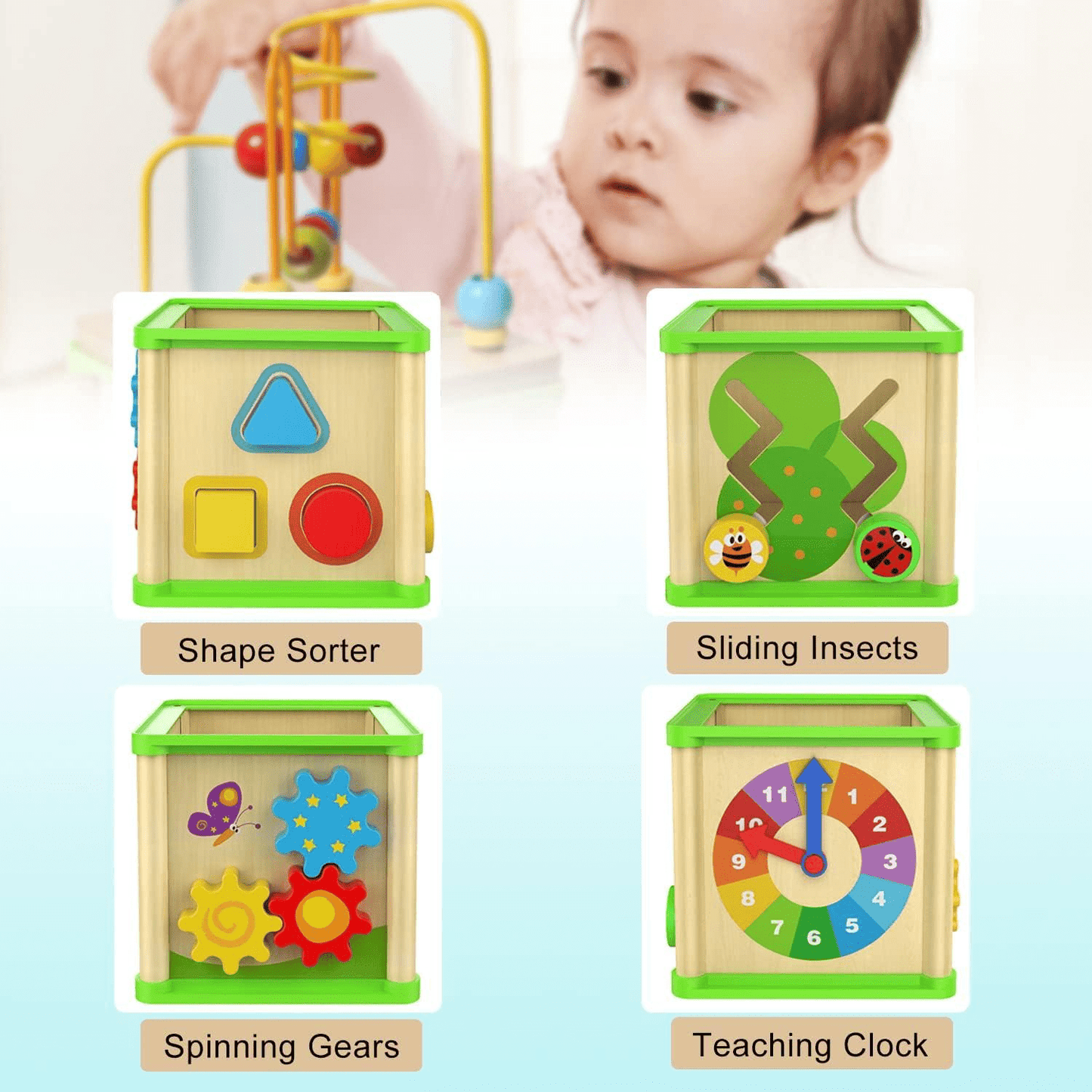Activity Cube Board for Kids Hand and Eye Coordination
