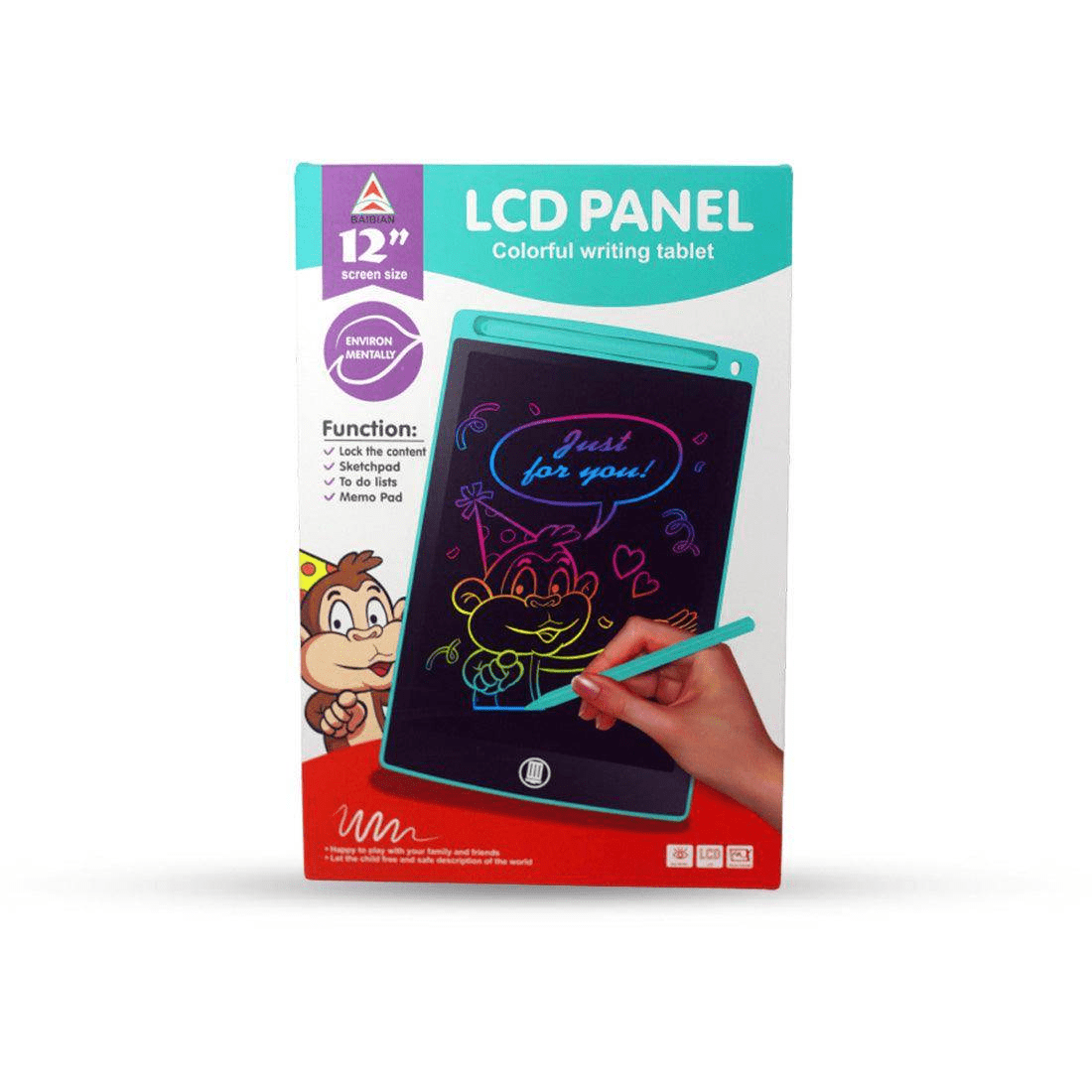 12" LCD Writing Tablet Multicolor Screen Writing Erasable Writing Board