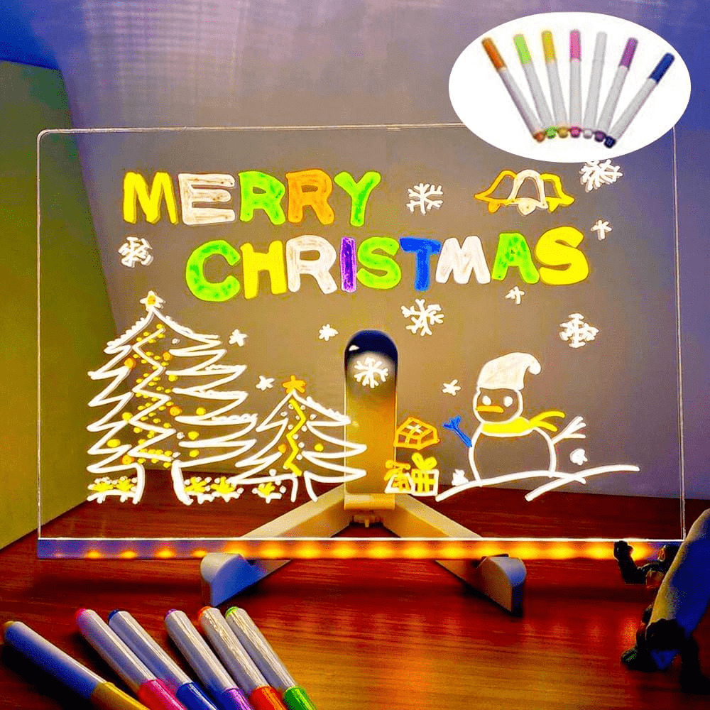 Acrylic LED Board With Colorful Night Light & 7 Neon Pens