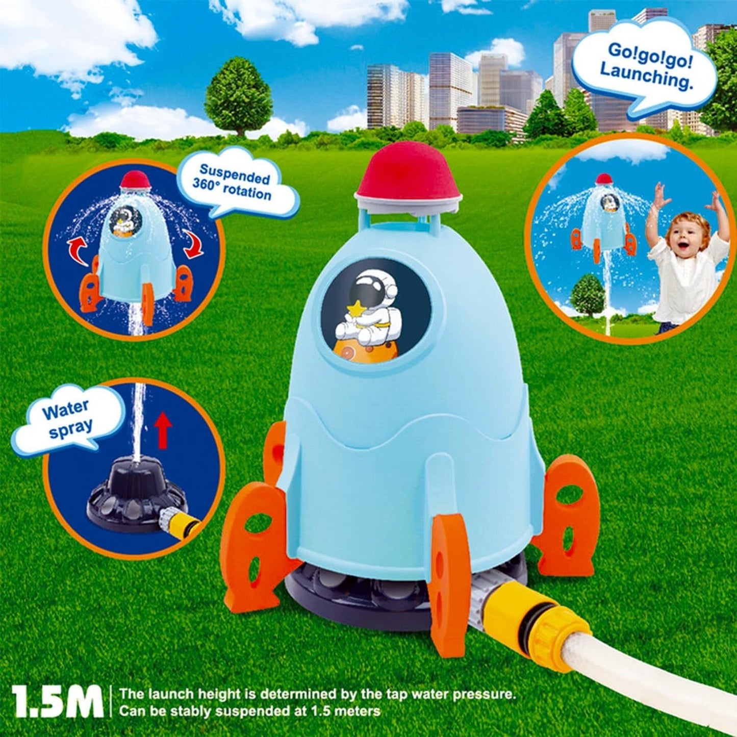 Outdoor 360 degree Rotation Rocket Water Spray